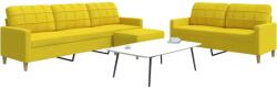 vidaXL Set canapele cu taburet, 3 piese, galben deschis, textil GartenMobel Dekor (3278332) Canapea