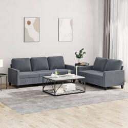 vidaXL Set de canapele cu perne, 2 piese, gri închis, catifea GartenMobel Dekor (3201517) Canapea
