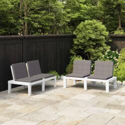 vidaXL Banci de gradina cu perne, 2 buc. , alb, plastic GartenMobel Dekor (3059825)