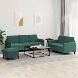 vidaXL Set de canapele, 3 piese, verde închis, catifea GartenMobel Dekor (3202026) Canapea