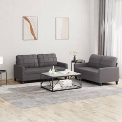 vidaXL Set de canapele cu perne, 2 piese, gri, piele ecologica GartenMobel Dekor (3201360) Canapea