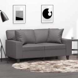 vidaXL Canapea cu 2 locuri cu pernute, gri, 120 cm, piele ecologica GartenMobel Dekor (3200863) Canapea