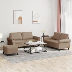vidaXL Set de canapele cu perne, 3 piese, cappuccino, piele ecologica GartenMobel Dekor (3202159) Canapea