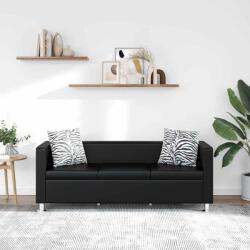 vidaXL Canapea cu 3 locuri, negru, piele artificiala GartenMobel Dekor (242208) Canapea