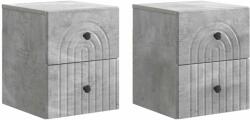 vidaXL Set 2 noptiere suspendate gri beton, 33x34, 5x40 cm, cu 4 sertare (898132)
