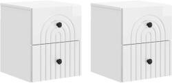 vidaXL Set 2 noptiere suspendate cu sertare, alb foarte lucios, 33x34, 5x40 cm (898134)