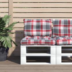 vidaXL Perne pentru paleti 2 buc. rosu tesatura cu model în carouri GartenMobel Dekor (360847)