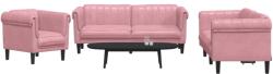 vidaXL Set de canapele, 3 piese, roz, catifea GartenMobel Dekor (3209212) Canapea