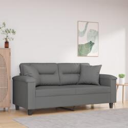 vidaXL Canapea cu 2 locuri, cu perne, gri, 140 cm, microfibra GartenMobel Dekor (3200973) Canapea