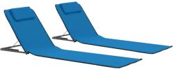 vidaXL Saltele plaja pliabile 2 buc, albastru, otel si material textil GartenMobel Dekor (44327)