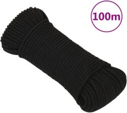 vidaXL Franghie de lucru, negru, 3 mm, 100 m, poliester GartenMobel Dekor (152799)