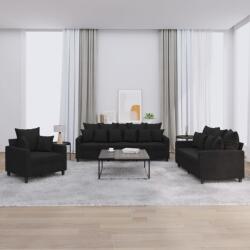 vidaXL Set de canapele cu perne, 3 piese, negru, catifea GartenMobel Dekor (3201685) Canapea
