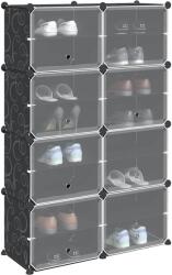 vidaXL Organizator cub de depozitare cu 8 cuburi si usi PP negru GartenMobel Dekor (4019579) Pantofar