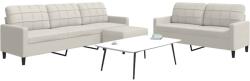 vidaXL Set de canapele cu perne, 3 piese, crem, catifea GartenMobel Dekor (3278489) Canapea
