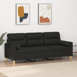 vidaXL Canapea cu 3 locuri cu pernute, negru, 180 cm, textil GartenMobel Dekor (3200833) Canapea