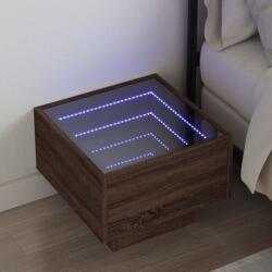 vidaXL Noptiera cu LED infinity, stejar maro, 40x40x30 cm GartenMobel Dekor (3284069)