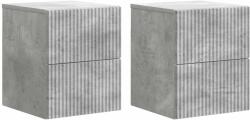 vidaXL Set 2 noptiere suspendate gri beton, 33 x 34, 5 x 40 cm, cu 4 sertare (898472)