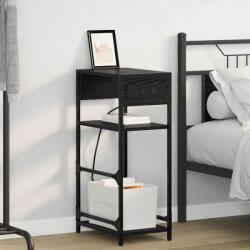 vidaXL Noptiera stejar negru 40 x 27 x 76 cm, cu statie de incarcare (859570)