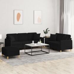 vidaXL Set de canapele cu perne, 3 piese, negru, textil GartenMobel Dekor (3202146) Canapea