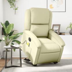 vidaXL Fotoliu electric masaj rabatabil cu ridicare crem piele natural GartenMobel Dekor (3204276)