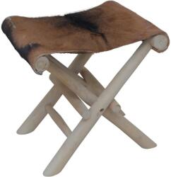 vidaXL Taburet pliant, piele de capra si lemn masiv de tec GartenMobel Dekor (288815)