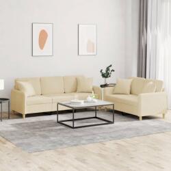 vidaXL Set de canapele cu perne, 2 piese, crem, material textil GartenMobel Dekor (3202136) Canapea