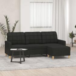 vidaXL Canapea cu 3 locuri cu taburet, negru, 180 cm, material textil GartenMobel Dekor (3201005) Canapea