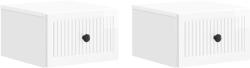 vidaXL Set 2 noptiere suspendate cu sertar, alb foarte lucios, 33x34, 5x20 cm (897924)