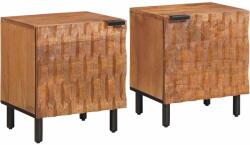 vidaXL Set 2 noptiere maro din lemn masiv de mango, 40 x 33 x 46 cm (4017897)