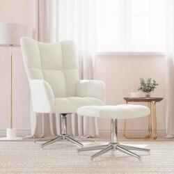 vidaXL Scaun de relaxare cu taburet, alb crem, catifea GartenMobel Dekor (328137)