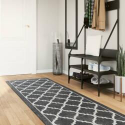 vidaXL Covor lavabil, alb si negru, 80x300 cm, anti-alunecare GartenMobel Dekor (136604) Covor