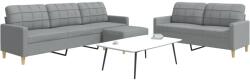 vidaXL Set canapele cu taburet, 3 piese, gri deschis, textil GartenMobel Dekor (3278327) Canapea