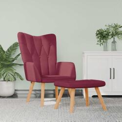 vidaXL Scaun de relaxare cu taburet, rosu vin, textil GartenMobel Dekor (327542)