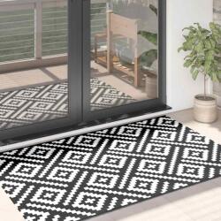 vidaXL Covor de exterior, ARAKIL alb si negru, 120x180 cm, PP GartenMobel Dekor (368572) Covor