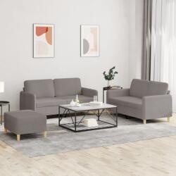 vidaXL Set de canapea cu perne, 3 piese, gri taupe, material textil GartenMobel Dekor (3202101) Canapea