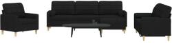 vidaXL Set canapele cu taburet si perne, 4 piese, negru, textil GartenMobel Dekor (3278315) Canapea