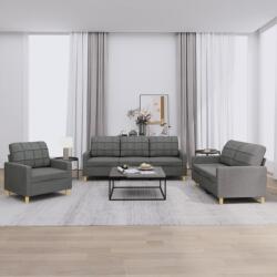 vidaXL Set de canapele cu perne, 3 piese, gri închis, textil GartenMobel Dekor (3201243) Canapea