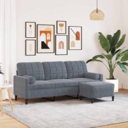 vidaXL Canapea cu 3 locuri si taburet, gri închis, 180 cm, catifea GartenMobel Dekor (3278268) Canapea