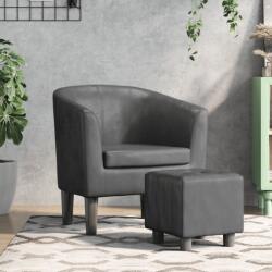 vidaXL Fotoliu tip cuva cu taburet, gri, piele ecologica GartenMobel Dekor (356492)