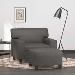 vidaXL Fotoliu canapea cu taburet, gri, 60 cm, piele ecologica GartenMobel Dekor (3201161) Canapea