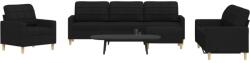 vidaXL Set de canapele cu taburet, 4 piese, negru, textil GartenMobel Dekor (3278299) Canapea