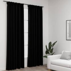 vidaXL Perdele opace aspect panza, carlige, 2 buc. , negru, 140x225 cm GartenMobel Dekor (321157)