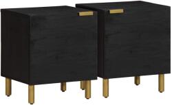 vidaXL Noptiere, 2 buc. , negru, 40x33x46 cm, lemn masiv de mango GartenMobel Dekor (4017645)