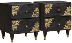 vidaXL Set 2 noptiere negre din lemn masiv de mango, 40 x 33 x 46 cm (4018807)