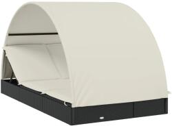 vidaXL Sezlong 2 pers. acoperis rotund negru 211x112x140 cm poliratan GartenMobel Dekor (319654)