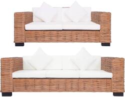 vidaXL Set canapea cu perne, 2 piese, ratan natural GartenMobel Dekor (278623) Canapea