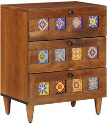 vidaXL Noptiera maro din lemn masiv de mango cu 3 sertare, 50 x 33 x 62 cm (4018233)