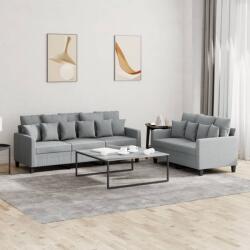 vidaXL Set de canapele cu perne, 2 piese, gri deschis, textil GartenMobel Dekor (3201664) Canapea