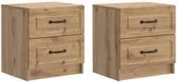 vidaXL Set 2 noptiere stejar artizanal, 4 sertare, 43 x 34, 5 x 44, 5 cm (895694)