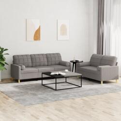 vidaXL Set de canapele cu perne, 2 piese, gri taupe, textil GartenMobel Dekor (3201329) Canapea
